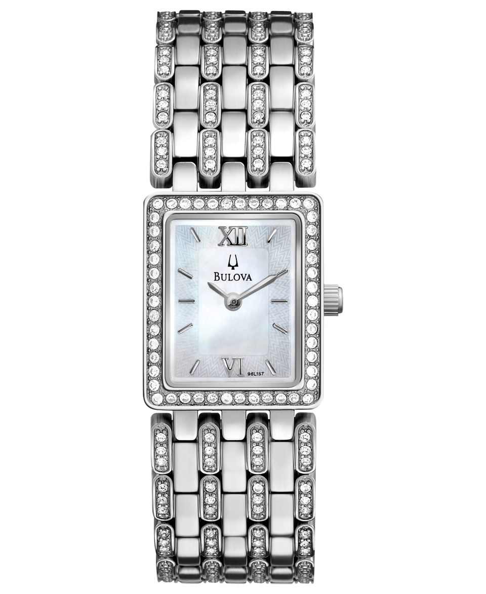 Bulova Watch, Womens Crystal Stainless Steel Bracelet 20mm 96L157