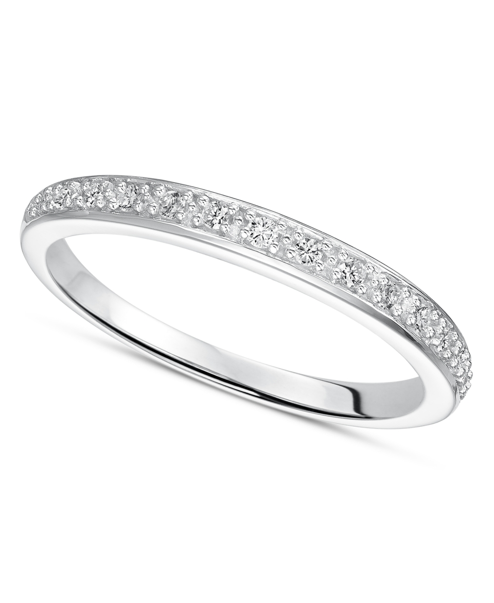 Brilliant Sterling Silver Ring Set, Cubic Zirconia Wedding Band and
