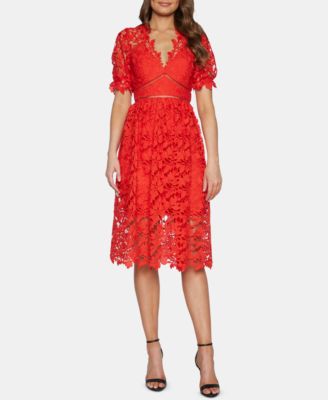 lace fit and flare midi dress