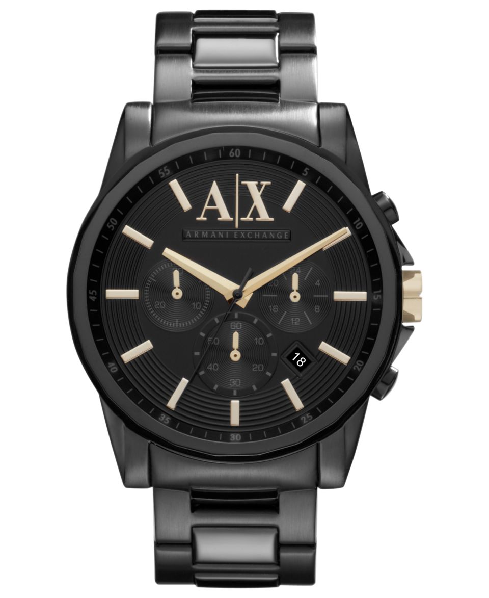 Armani Exchange Watch, Mens Black Ion Plated Stainless Steel