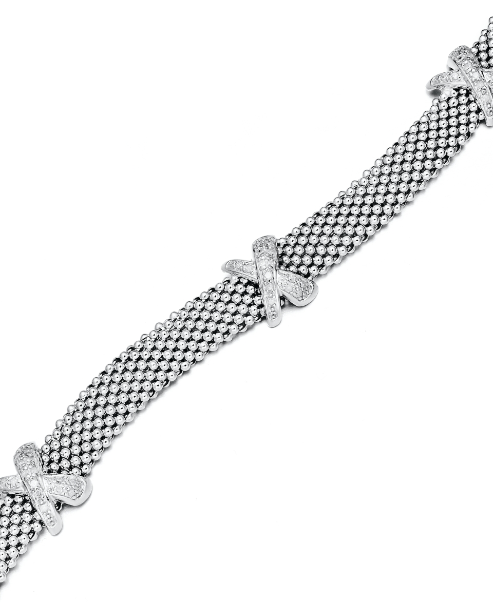 Diamond Bracelet, Sterling Silver Diamond Mesh X Bracelet (1/3 ct. t.w.)   Bracelets   Jewelry & Watches