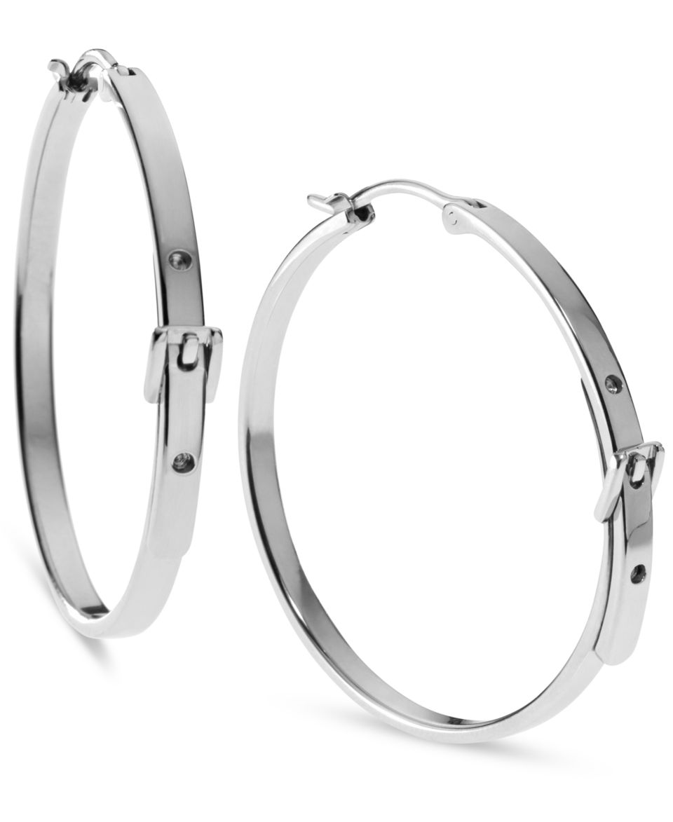 Michael Kors Earrings, Gunmetal Tone Glass Pave Hoop Earrings