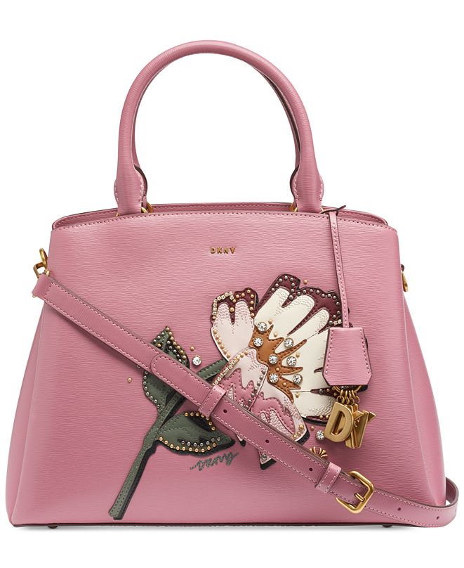 DKNY Paige Floral Leather Satchel, Created for Macy's & Reviews