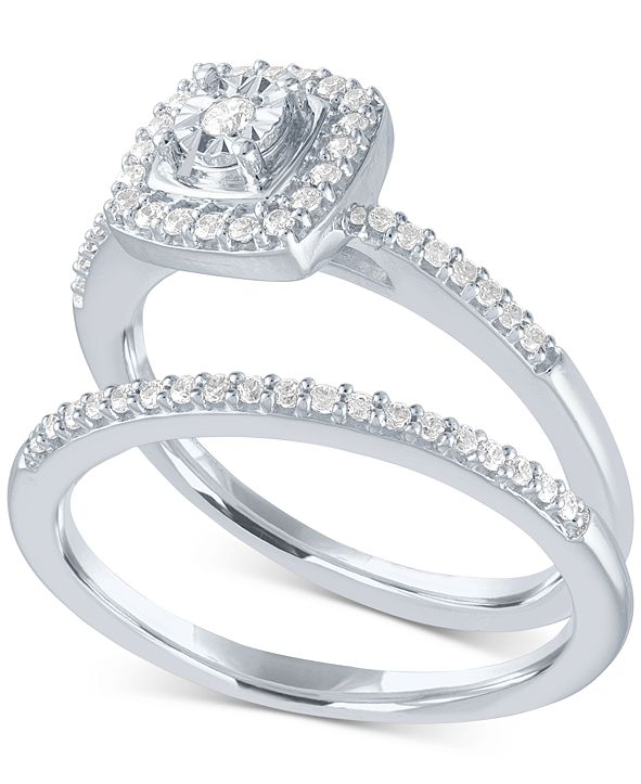 Promised Love Diamond Bridal Set (1/4 ct. t.w.) in Sterling Silver ...