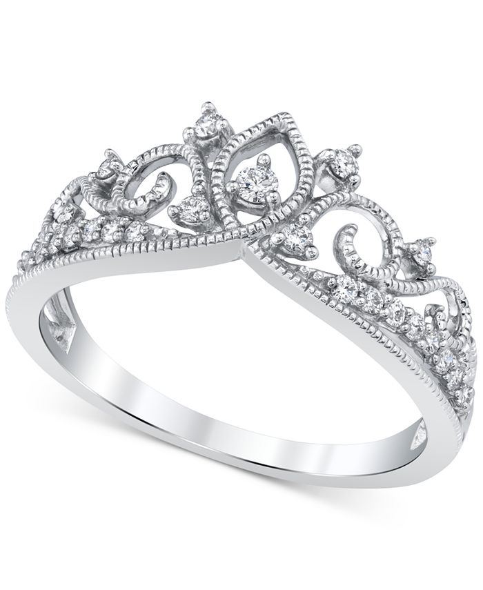 Macy S Diamond Crown Ring 1 5 Ct T W In 14k White Gold Reviews Rings Jewelry Watches Macy S