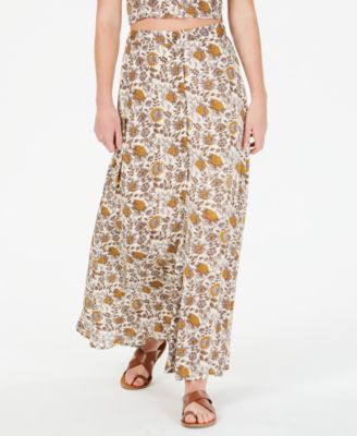 button front maxi skirt floral