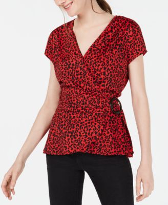 red leopard print wrap top