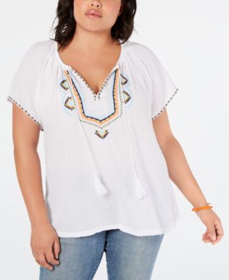 plus size short sleeve peasant tops