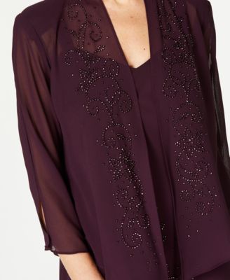 r & m richards sleeveless embellished empire waist dress