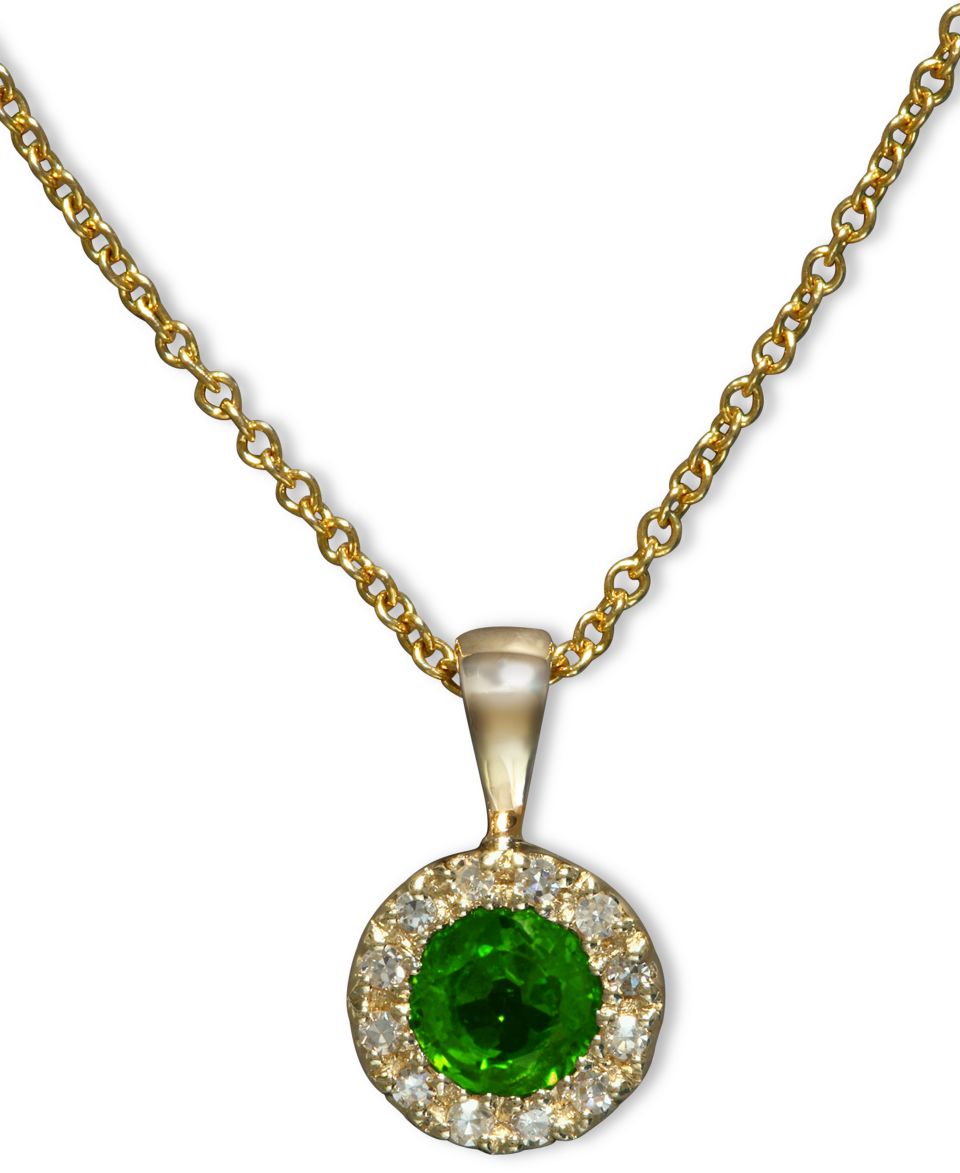14k Gold Necklace, Emerald (1 1/10 ct. t.w.) and Diamond Accent Oval Pendant   Necklaces   Jewelry & Watches