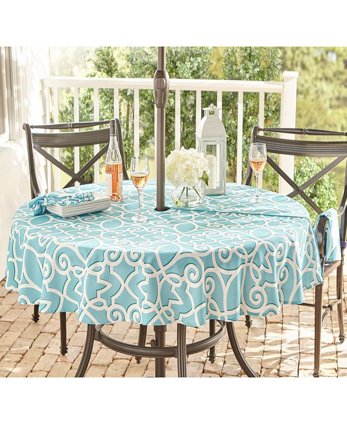 Elrene Chase Geometric Stain Resistant Indoor Outdoor 70 Round Umbrella Tablecloth Reviews Table Linens Dining Macy S