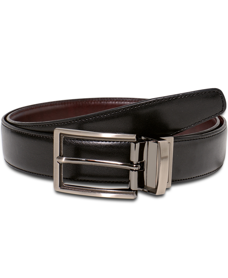 Geoffrey Beene Belts, 35mm Glazed Leather Reversible Feather Edge Belt