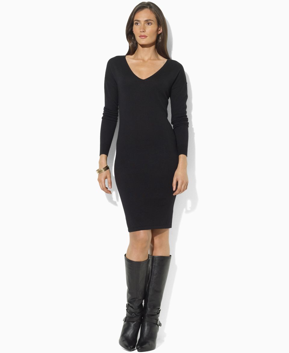 Lauren Ralph Lauren Petite Dress, Long Sleeve V Neck Sweater