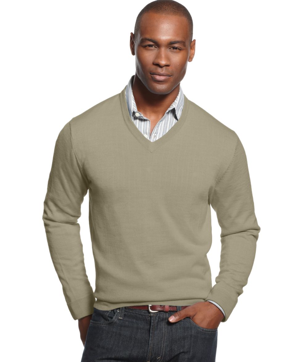 Izod Sweater, Fine Gauge V Neck Sweater   Mens Sweaters