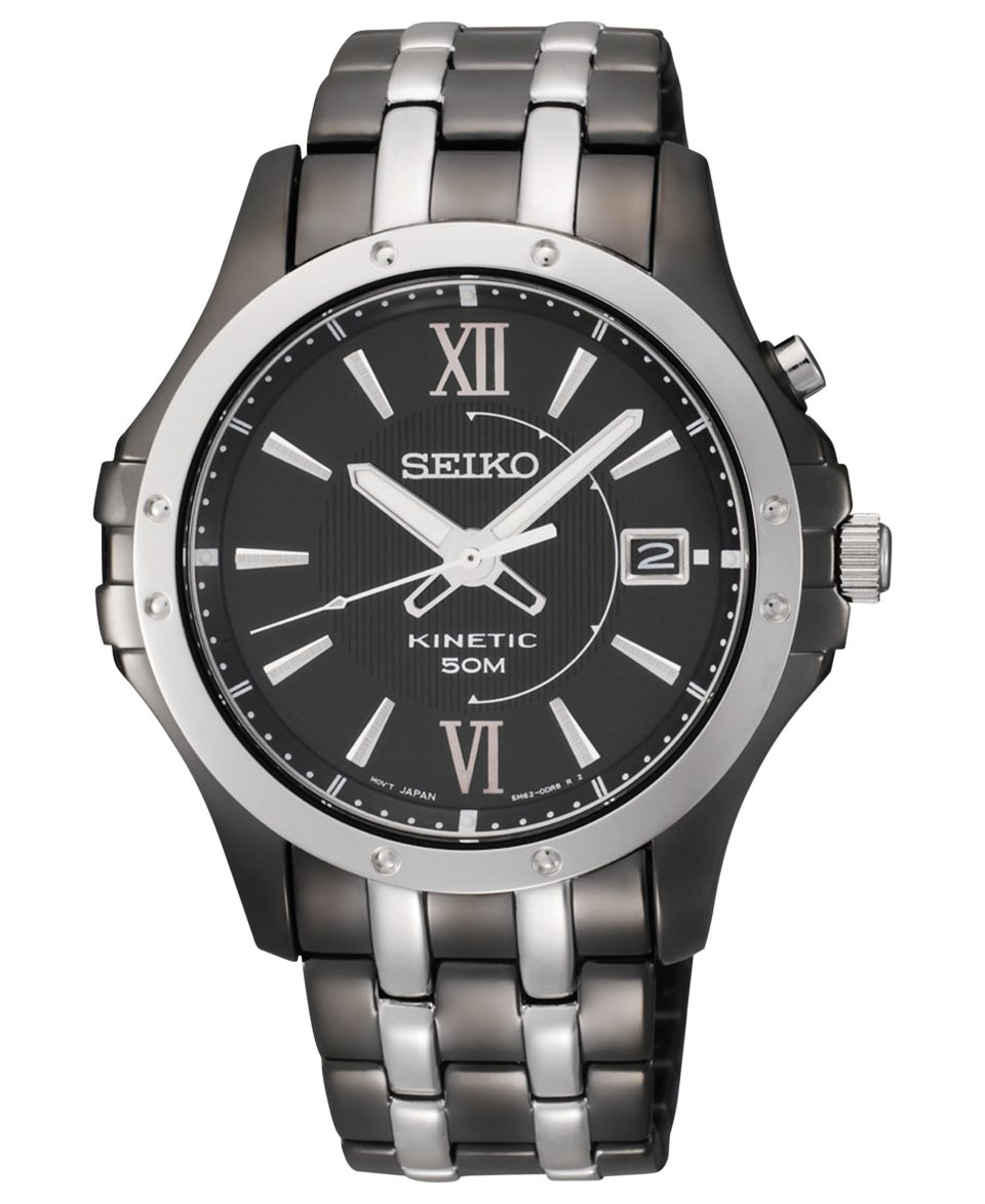 Seiko Watch, Mens Black Ion Plated Stainless Steel Bracelet 40mm SNQ121   Watches   Jewelry & Watches