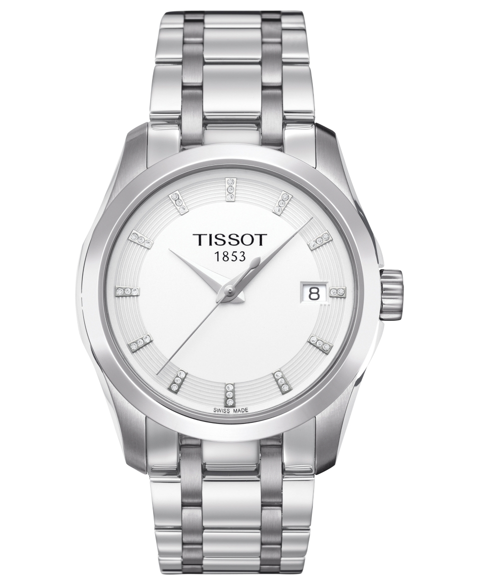 Tissot Watch, Womens Swiss Couturier Diamond Accent Stainless Steel