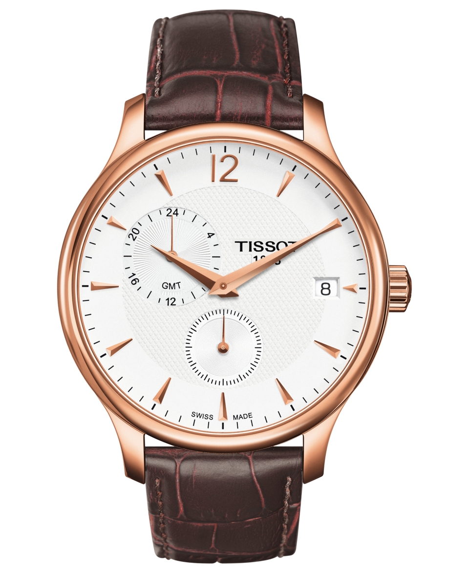 Tissot Watch, Mens Swiss Tradition Brown Leather Strap 42mm T0636393603700   Watches   Jewelry & Watches