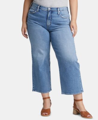 plus size wide leg cropped jeans