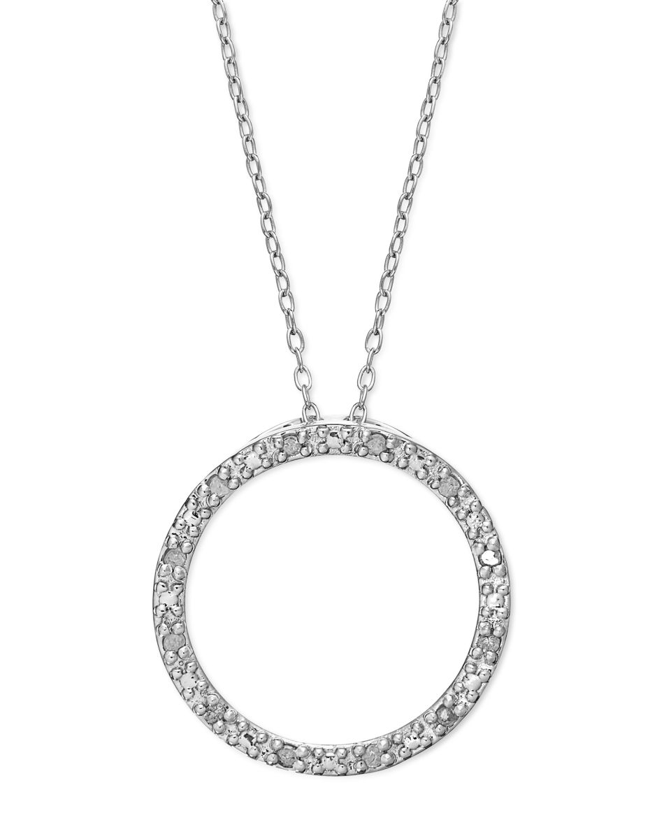 Diamond Necklace, Sterling Silver Diamond Circle Pendant (1/10 ct. t.w.)   Necklaces   Jewelry & Watches