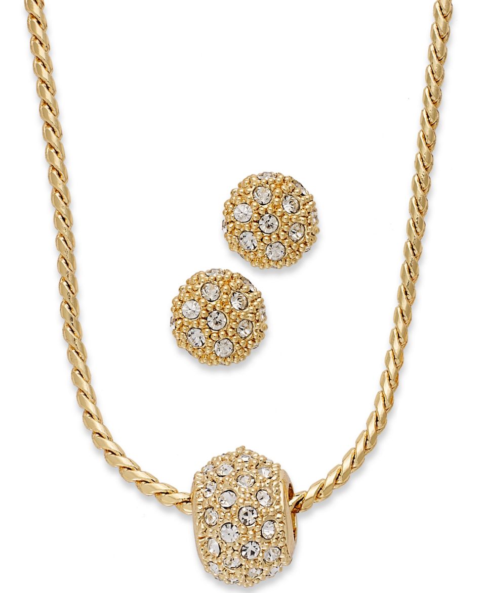 Charter Club Jewelry Set, Gold tone Pave Glass Circle Pendant and