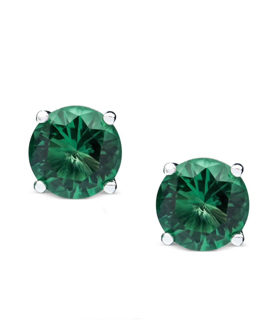 CRISLU Earrings, Platinum Over Sterling Silver May Birthstone Emerald