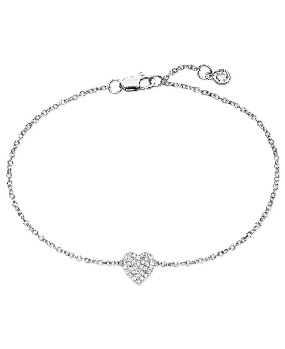 CRISLU Childrens Bracelet, Platinum Over Sterling Silver Heart Cubic