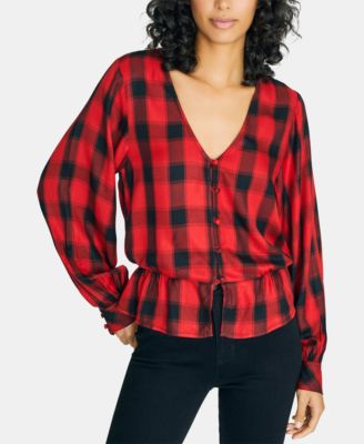 red plaid peplum top