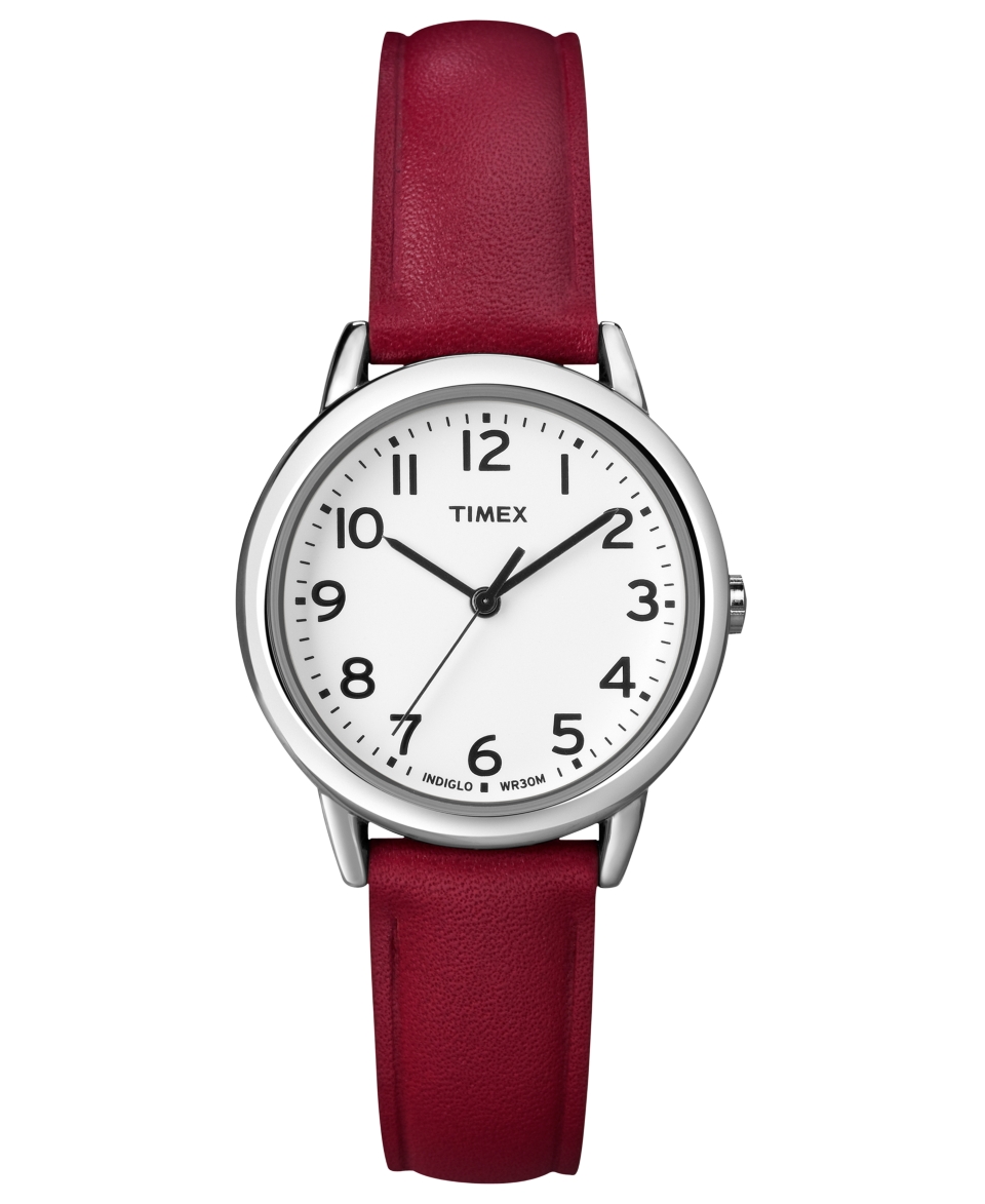 Timex Watch, Womens Red Leather Strap 30mm T2N952UM   All Watches