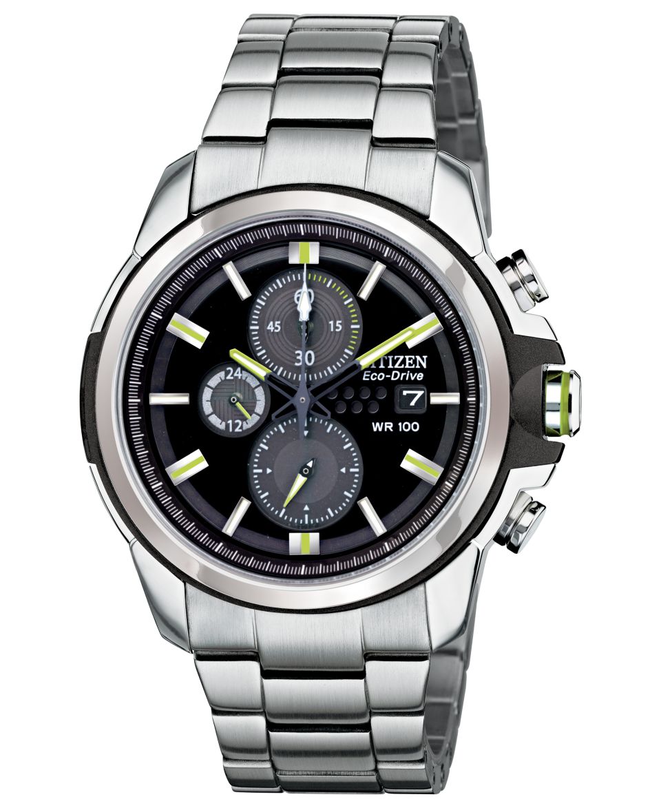 Citizen Watch, Mens Eco Drive Silver Tone Titanium Bracelet 42mm