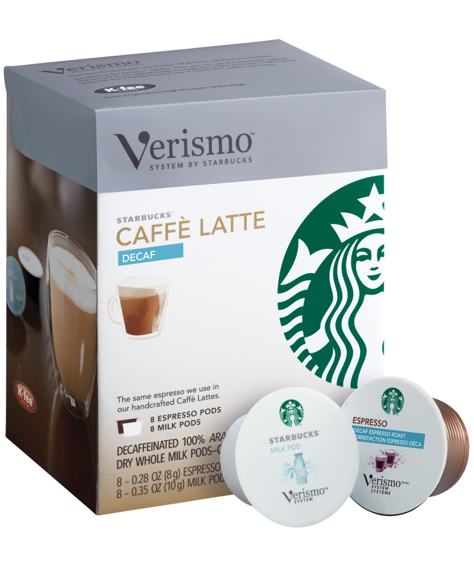 Starbucks Verismo Coffee Pods, 16 Count Decaf Espresso Latte Whole