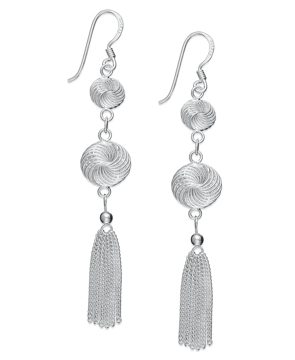 Giani Bernini Sterling Silver Earrings, Long Double Spiral Tassel Drop