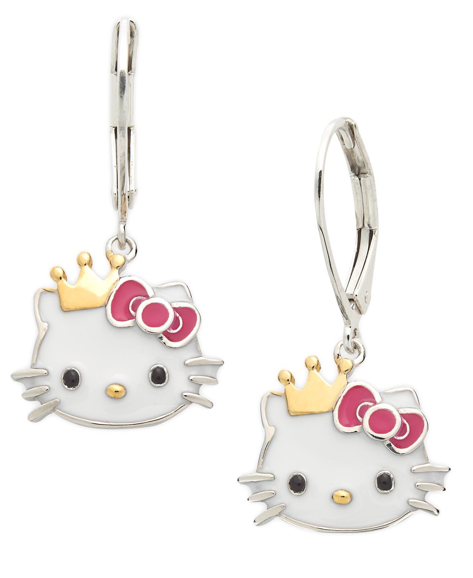 Hello Kitty Sterling Silver and 14k Gold over Sterling Silver Earrings