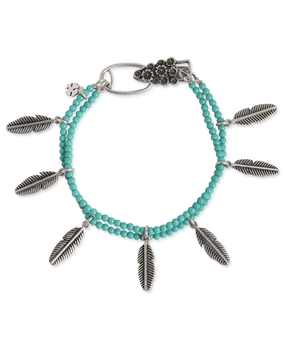 Lucky Brand Bracelet, Silver Tone Semi Precious Turquoise Double Layer