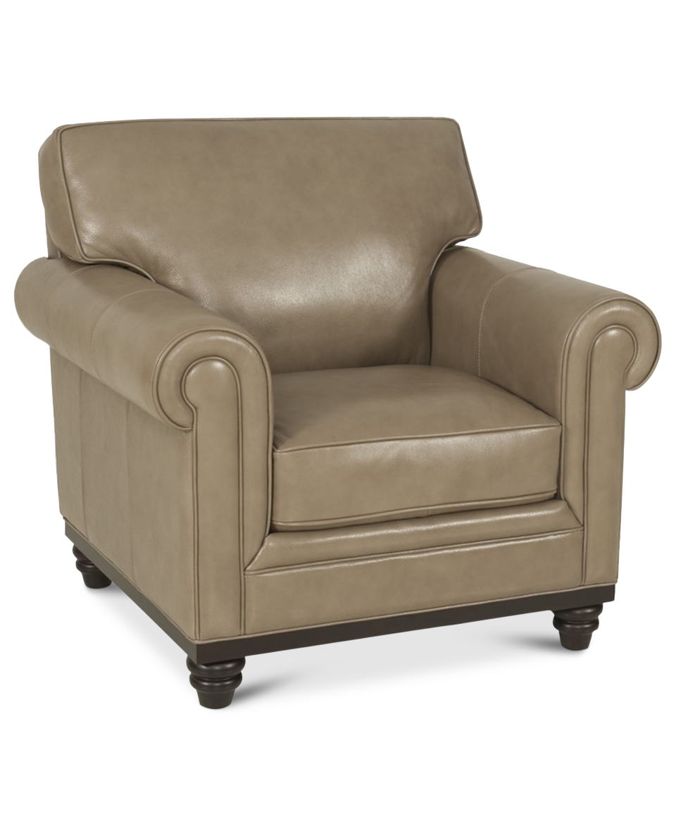 Martha Stewart Collection Leather Living Room Chair, Bradyn 39W x 38D x 38H   Furniture