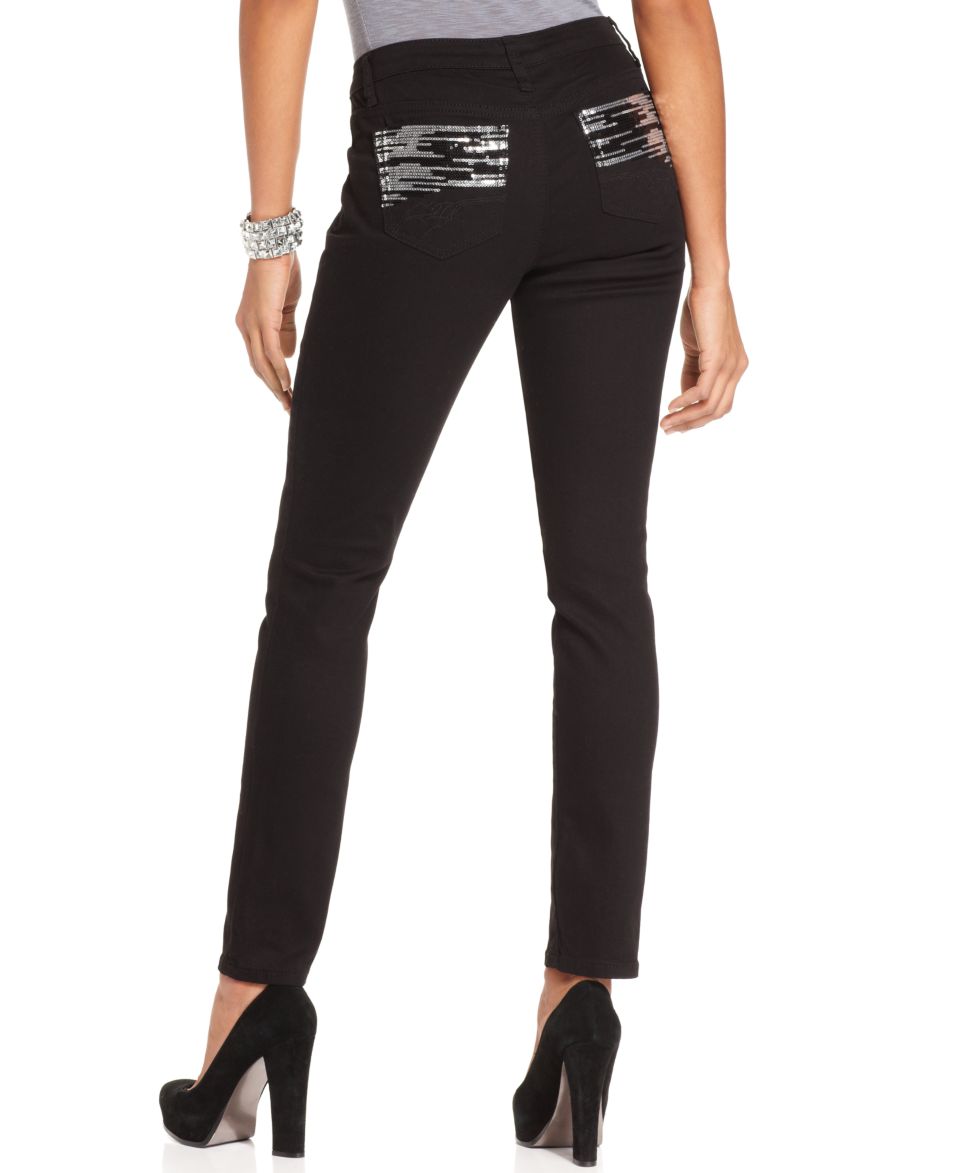 Earl Jeans Petite Jeans, Skinny Sequin, Black Wash