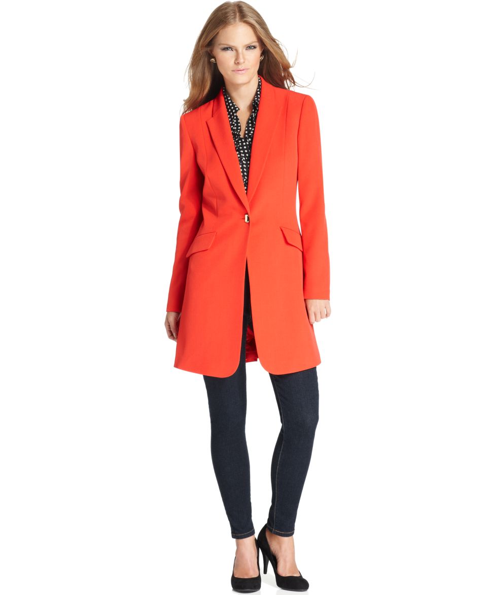 Tahari by ASL Jacket, Long Metal Button Blazer