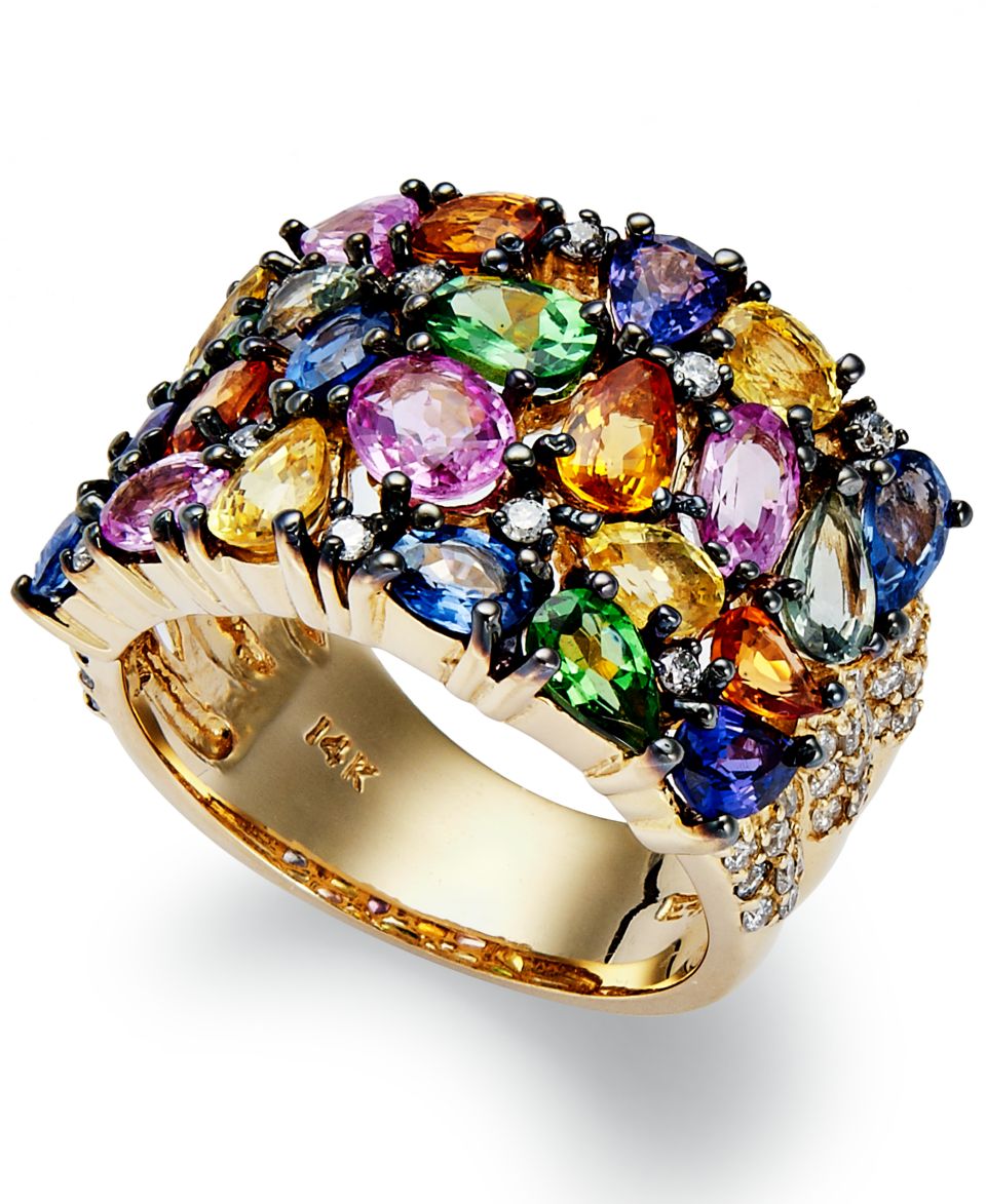 EFFY Collection 14k Gold Ring, Multicolor Sapphire (5 ct. t.w.) and