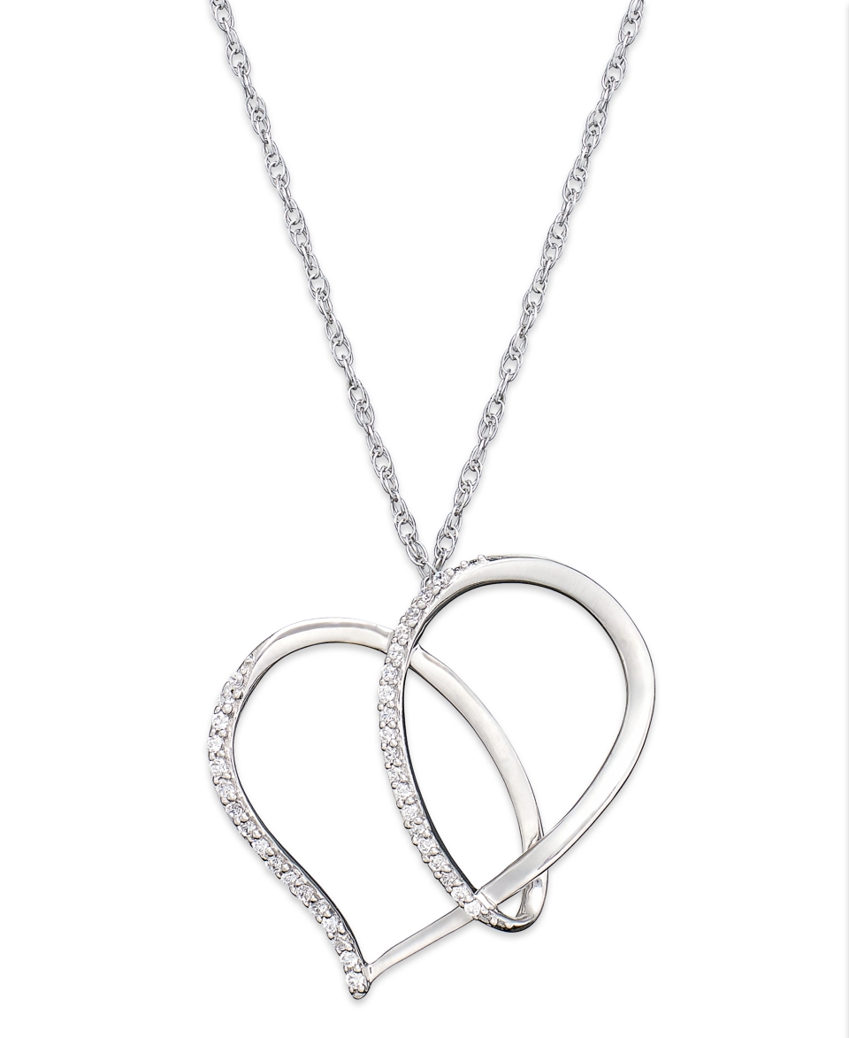 Diamond Necklace, Sterling Silver Diamond Loop Heart Pendant (1/4 ct