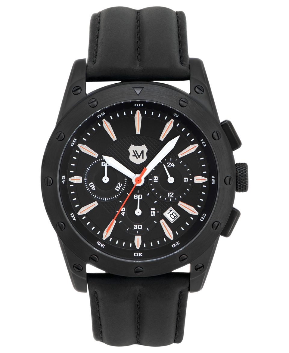 Andrew Marc Watch, Mens Chronograph Heritage Racer Black Leather