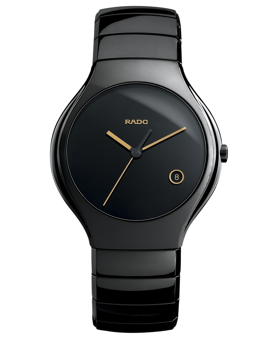 Rado Watch, Mens Swiss True Black Ceramic Bracelet 40mm R27653172