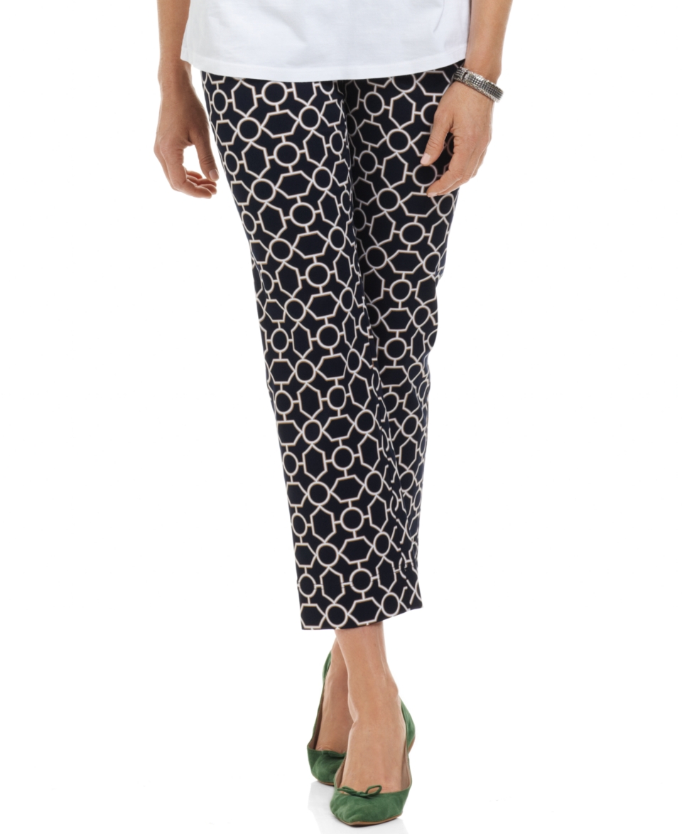 Charter Club Pants, Slim It Up Straight Leg Printed Cropped