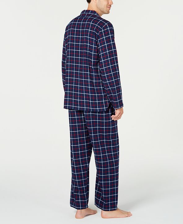 Club Room Men's Navy Plaid Flannel Pajamas, Created for Macy's ...