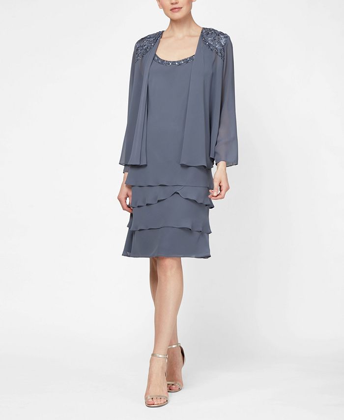 SL Fashions Lace Tiered Dress and Jacket & Reviews - Dresses - Women ...