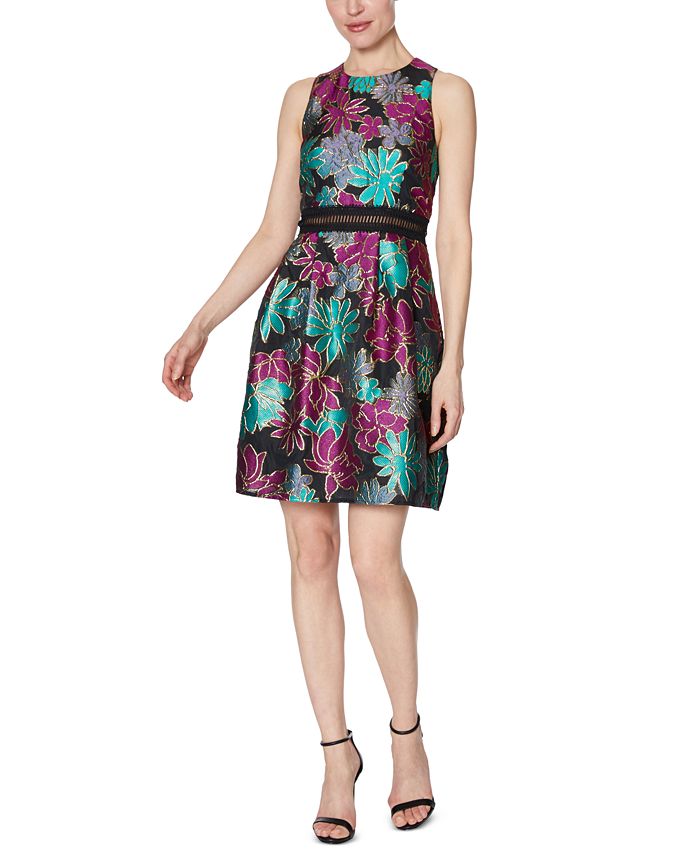 Laundry by Shelli Segal Metallic FloralPrint Fit & Flare Dress