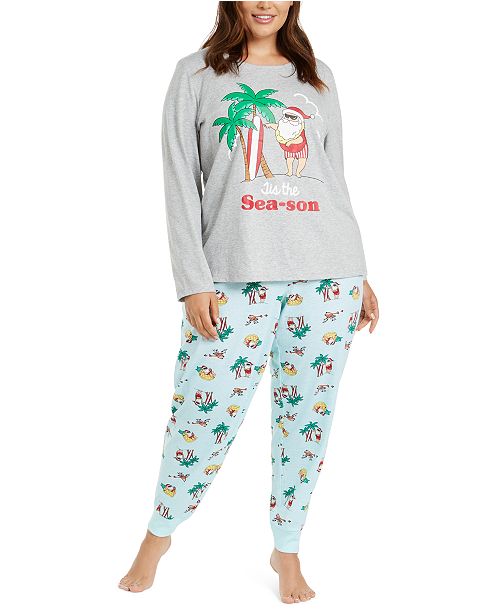 Family Pajamas Matching Plus Size Tropical Santa Pajama Set Created For Macy S Reviews Bras Panties Lingerie Women Macy S