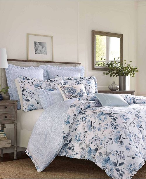 Laura Ashley Chloe Cottage Blue Comforter Set King Reviews Comforters Fashion Bed Bath Macy S