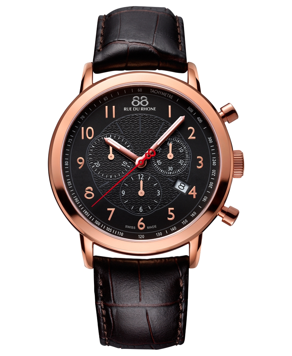 88 RUE DU RHONE Watch, Mens Swiss Chronograph Double 8 Origin Brown