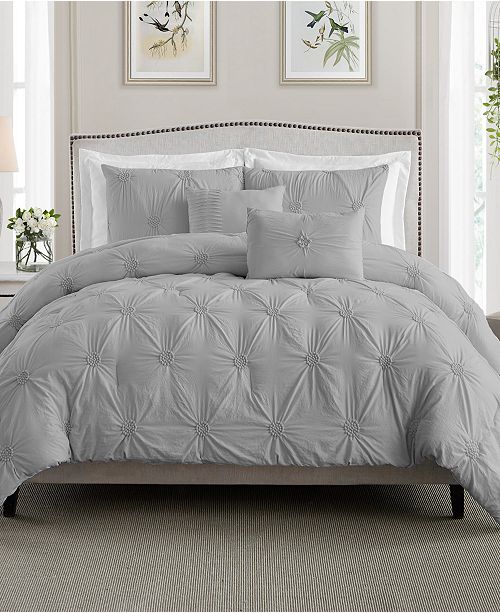 Cathay Home Inc Floral Pintuck Full Queen Comforter Set Reviews Bedding Collections Bed Bath Macy S