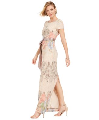 adrianna papell floral print column gown