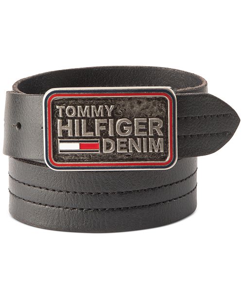 Tommy Hilfiger Men S Plaque Buckle Belt Reviews All Accessories Men Macy S